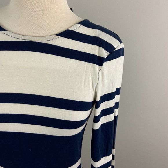 French Connection Navy and White Striped Long Sleeve Dress - Picture 5 of 8